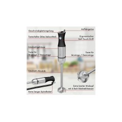 ProfiCook PC-SM 1094 Hand Blender - Stainless Steel/Black | Powerful, Versatile & Stylish Kitchen Essential